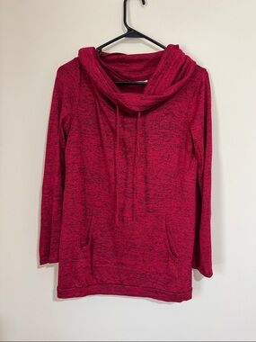 12 Pm By Mon Ami Red Marled Cowl Neck Sweater
